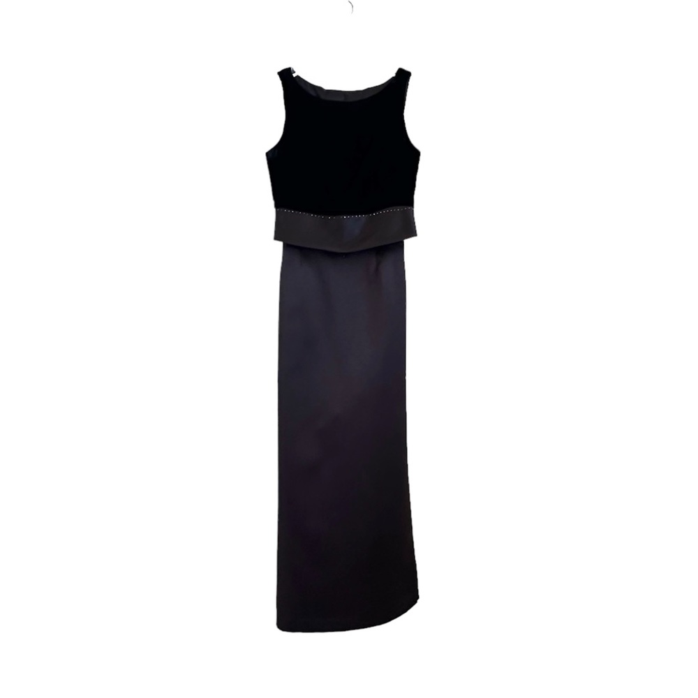 ALLEN B Women's Long Black 2 Piece Velvet and Satin Evening Gown Size 6